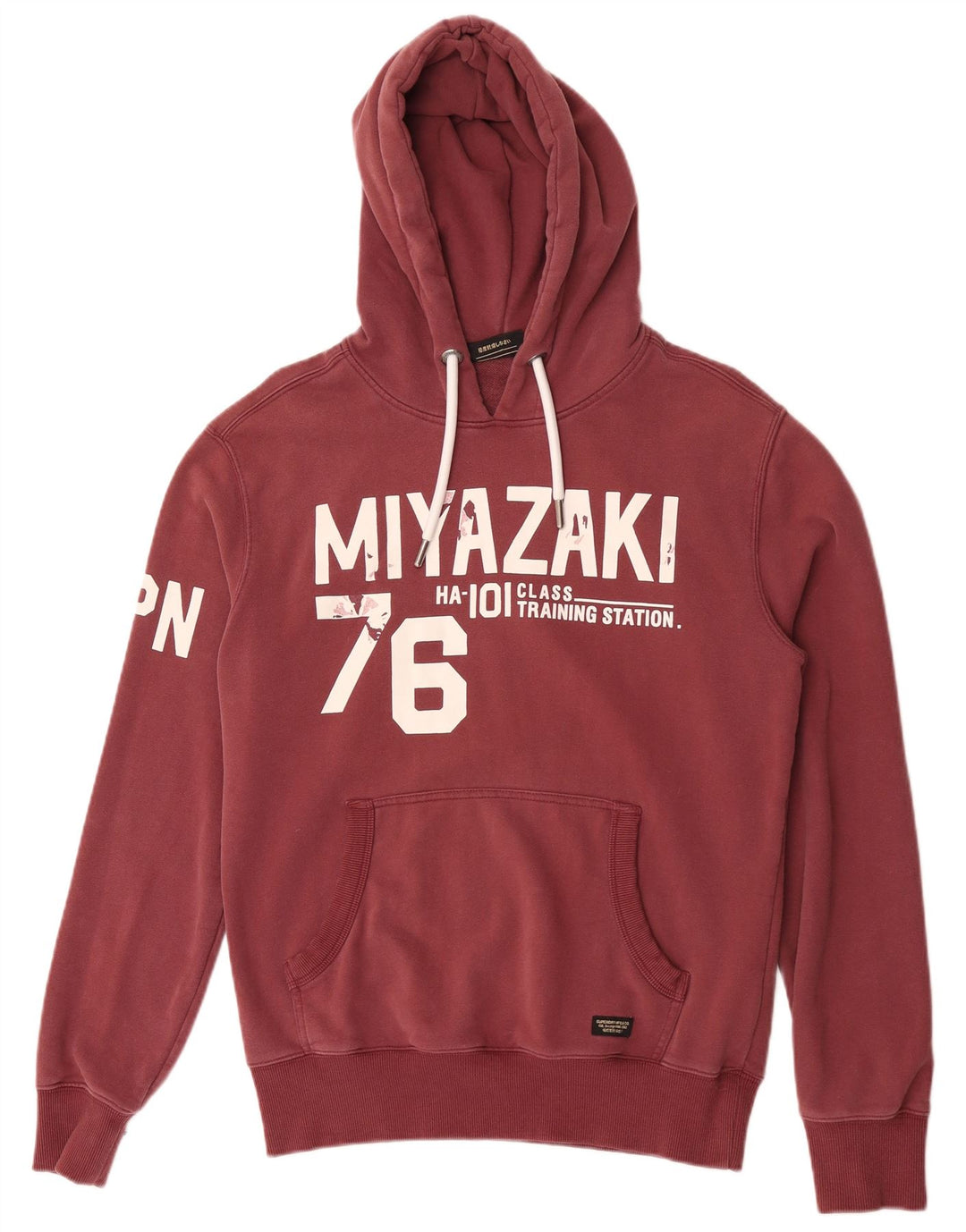 Pulover cu glugă grafic Superdry pentru bărbați, bumbac mediu burgundy