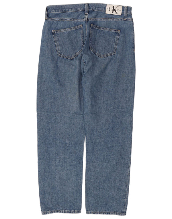 CALVIN KLEIN Blugi drepți cu talie înaltă pentru bărbați L30 L28 Bumbac albastru