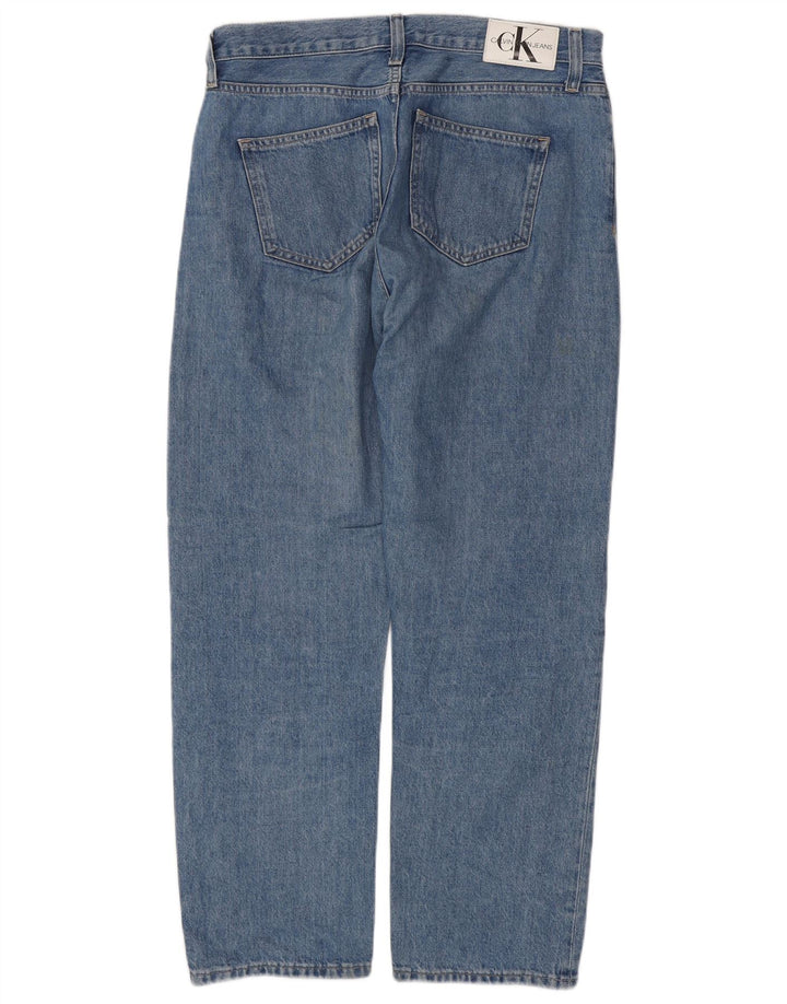 CALVIN KLEIN Blugi drepți cu talie înaltă pentru bărbați L30 L28 Bumbac albastru