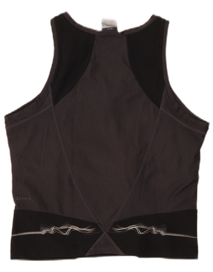 NIKE Dri Fit Crop Vest Top pentru femei UK 16/18 XL, negru, poliester color bloc