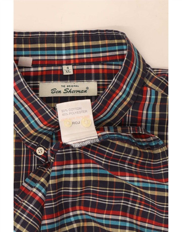Cămașă cu mânecă scurtă pentru bărbați Ben Sherman XL, bumbac cu carouri multicolore