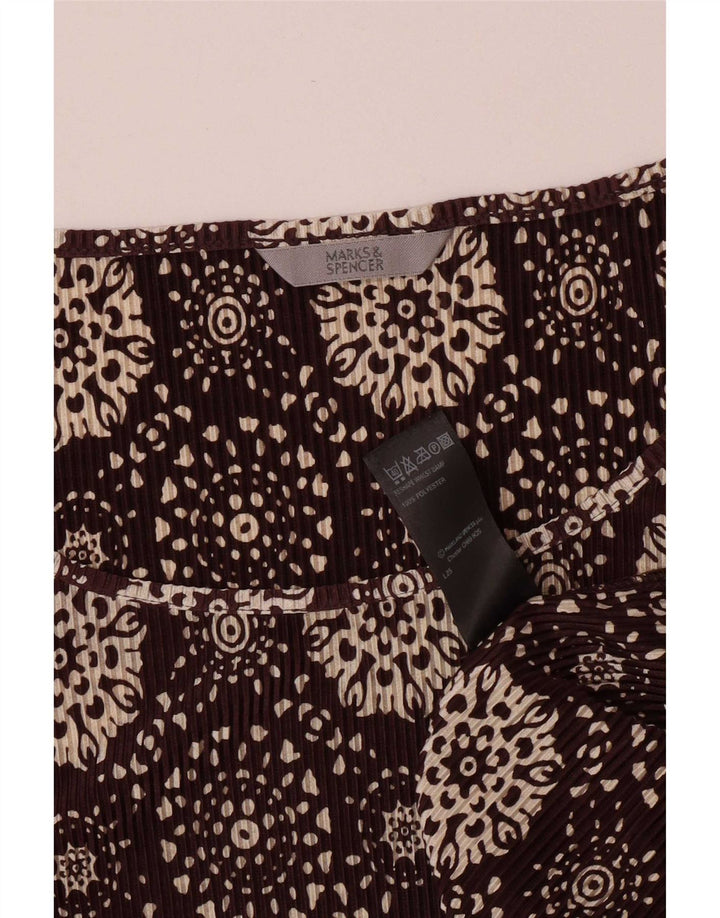 Marks & Spencer pentru femei cu model abstract mâneci 3/4 UK 20 2XL maro