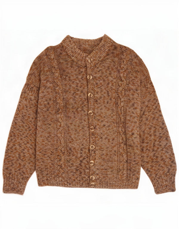 Vintage Mens Cardigan Sweater Large Brown Flecked