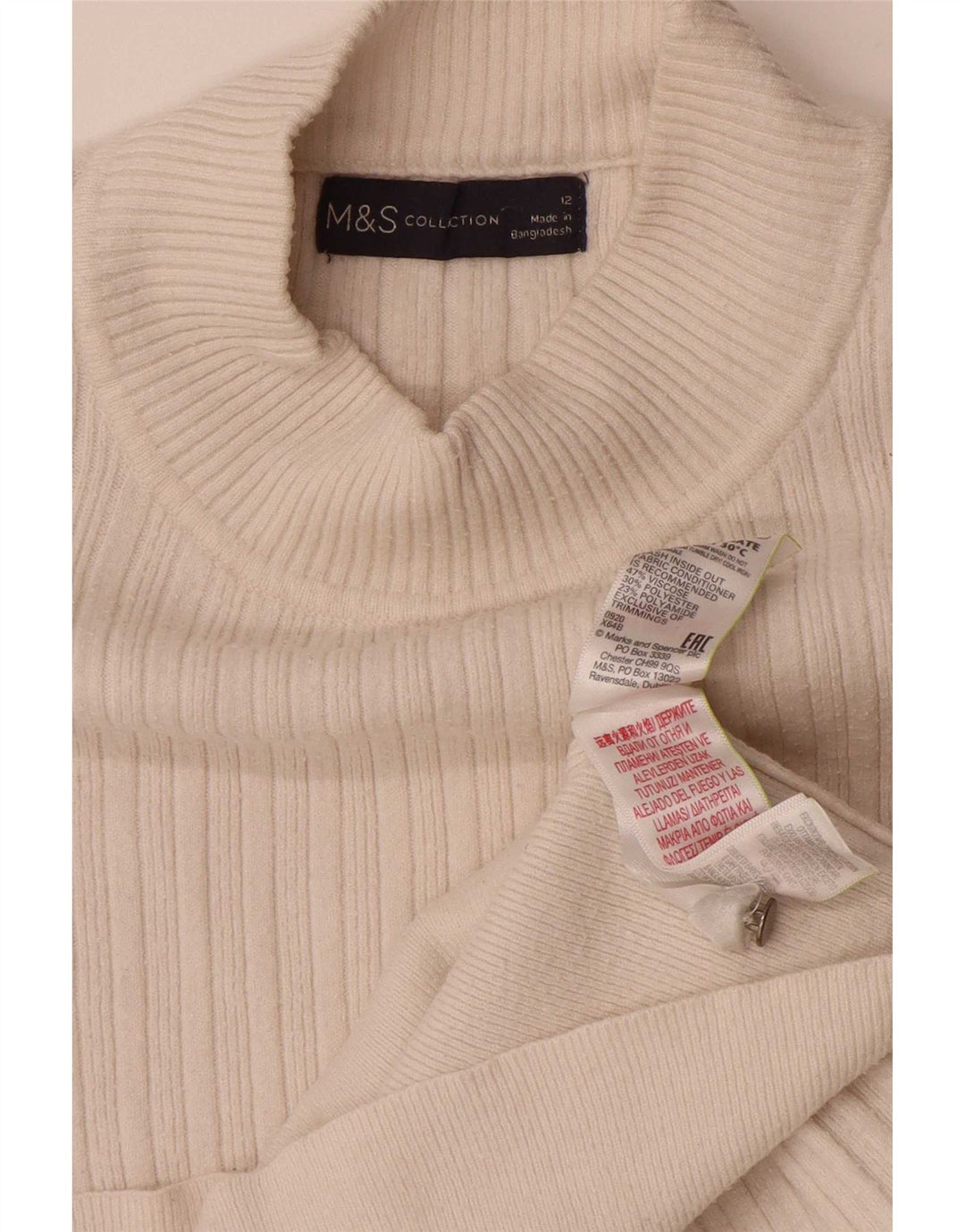 Pulover cu gât țestoasă pentru femei Marks & Spencer UK 12 Medium White
