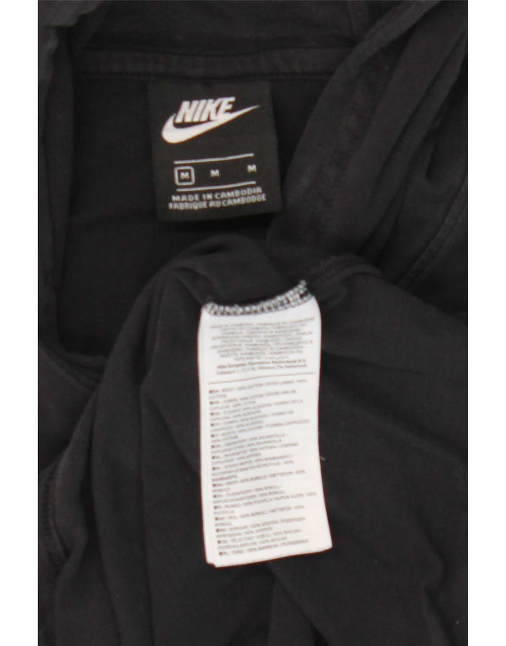 Top cu glugă pentru bărbați Nike cu mânecă lungă, bumbac mediu negru