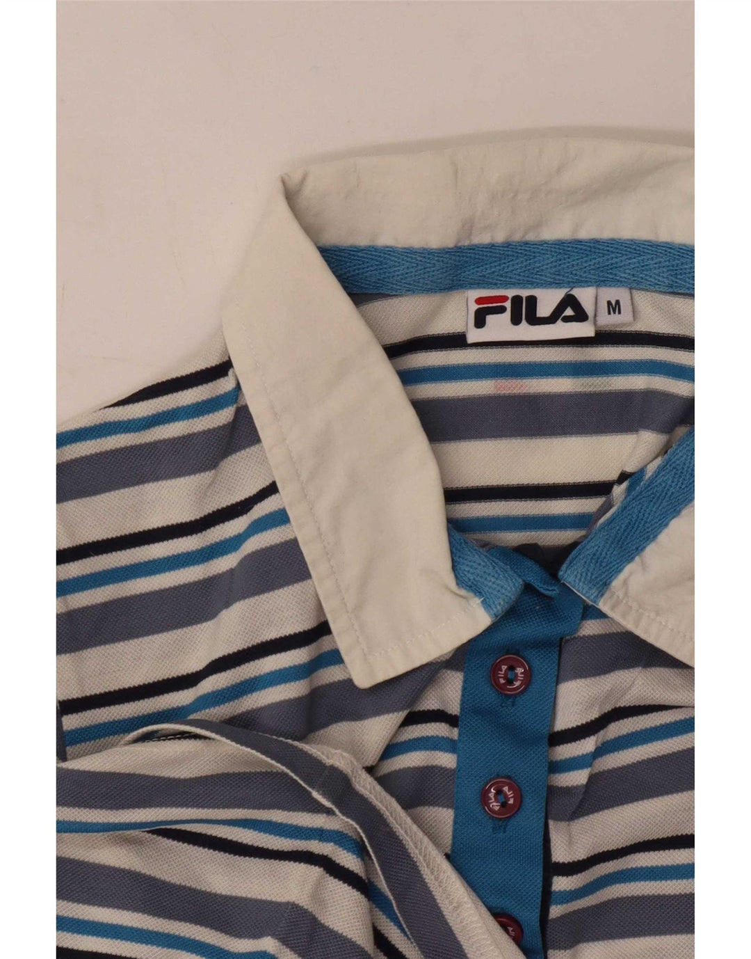 Tricou polo Fila pentru femei UK 12 Medium Blue Striped