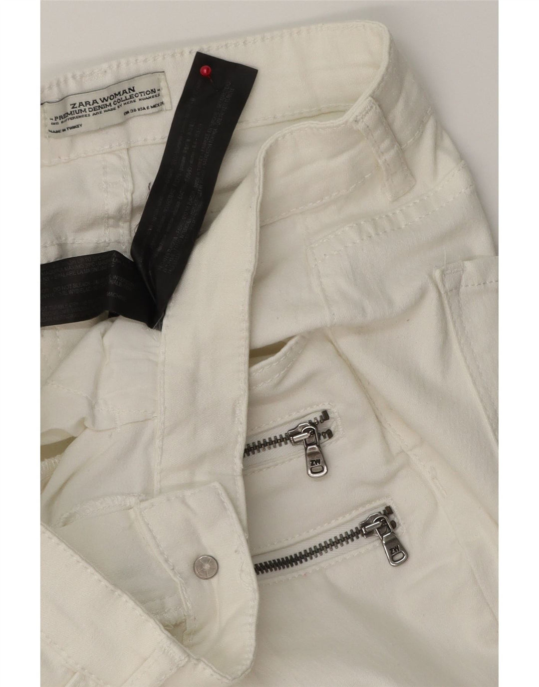 Blugi ZARA Cargo Slim EU 38 Mici W28 L27 Bumbac Alb