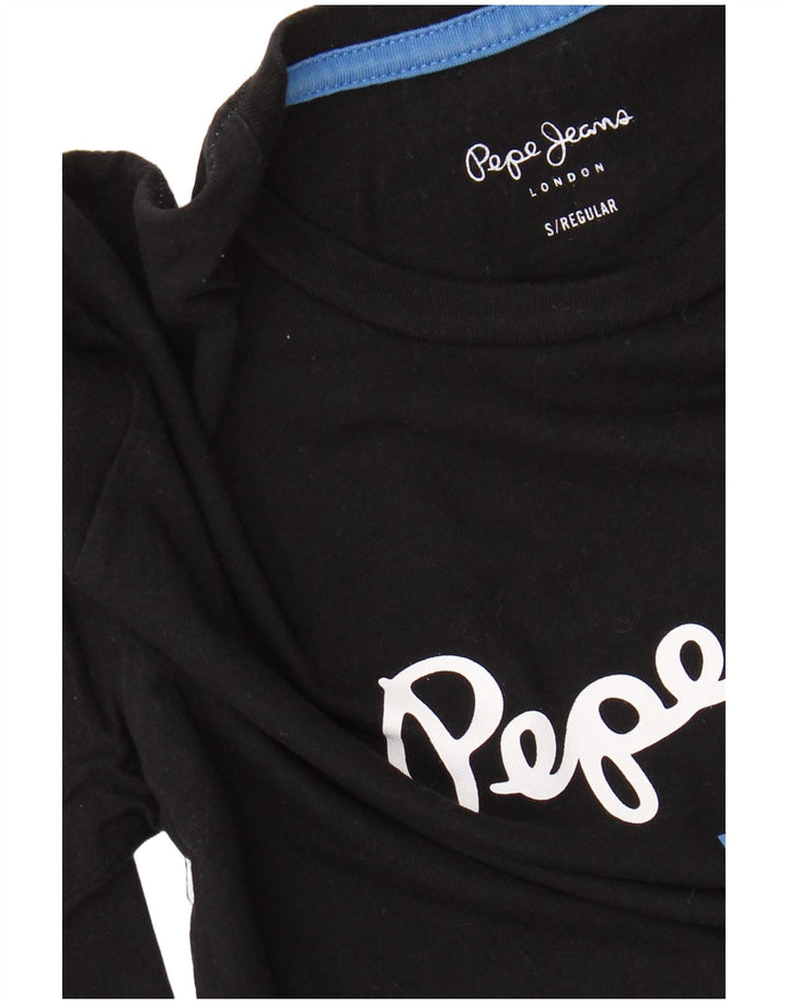 PEPE JEANS Top grafic pentru bărbați cu mânecă lungă, mic, negru