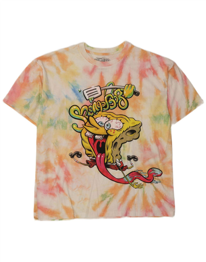 Tricou cu grafică pentru bărbați Pull & Bear SpongeBob Top mare multicolor Tie Dye