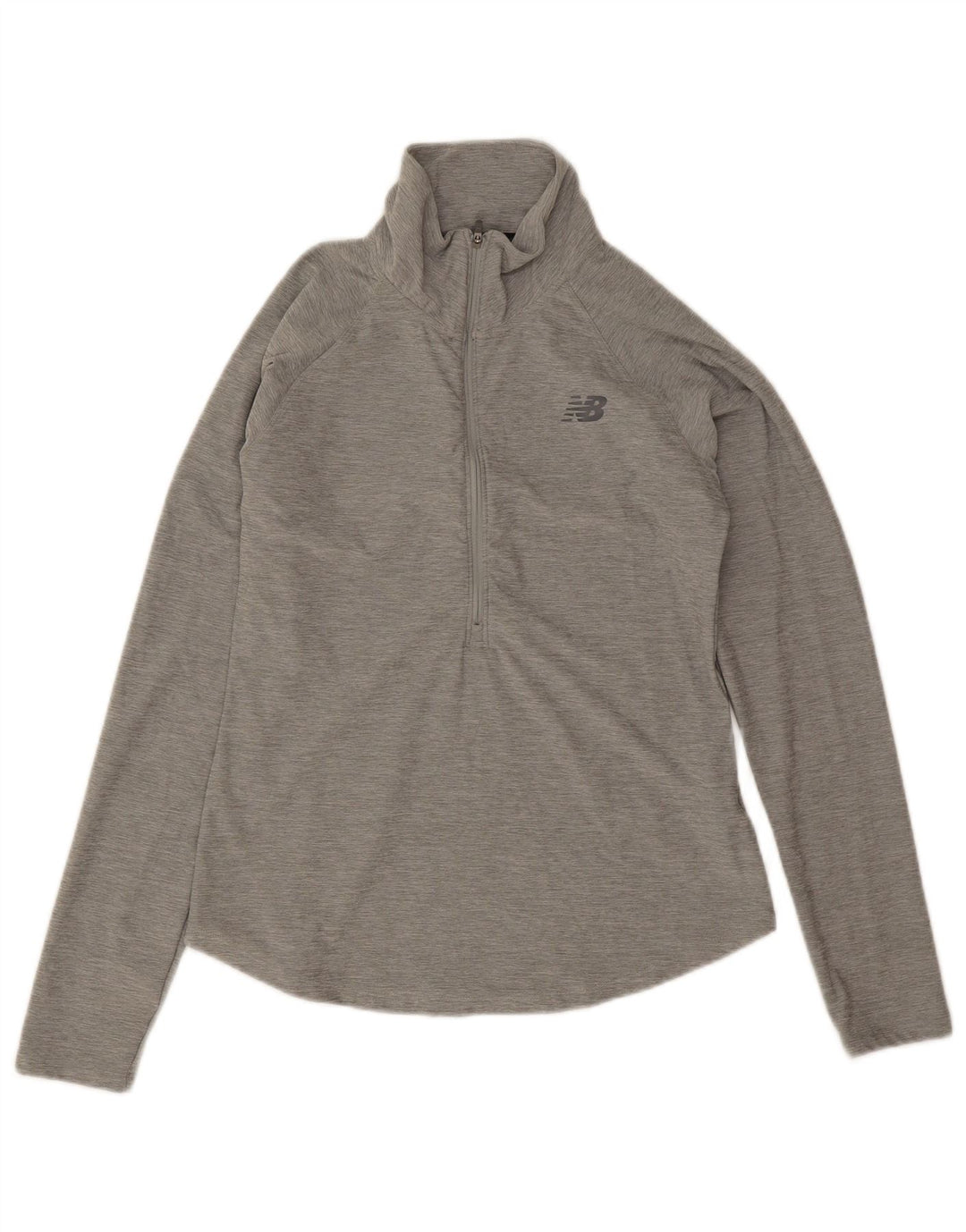 Top cu mânecă lungă pentru femei New Balance, cu fermoar și gât, UK 10, poliester, gri mic