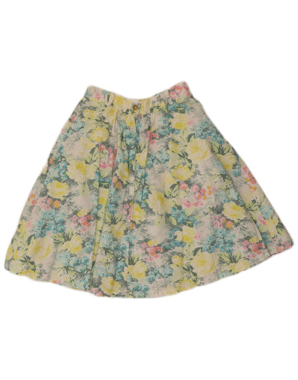 Vintage Womens A-Line Fusta EU 40 Medium W26 Multicolor Floral Bumbac