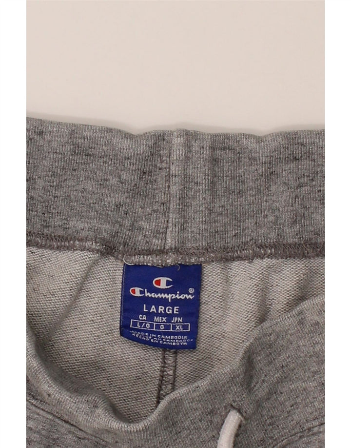 CHAMPION Mens Graphic Tracksuit Trousers Joggers Large Grey Flecked
