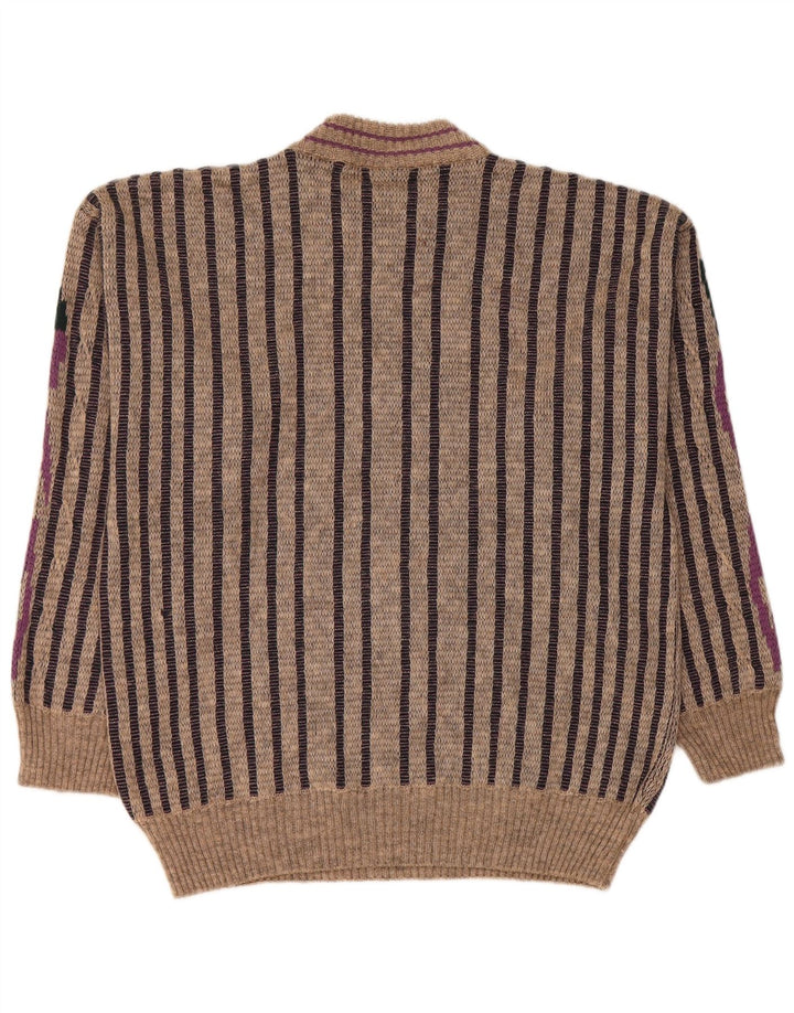 MAPIER Pulover pentru bărbați cu gât roșu, mare, cu dungi gri