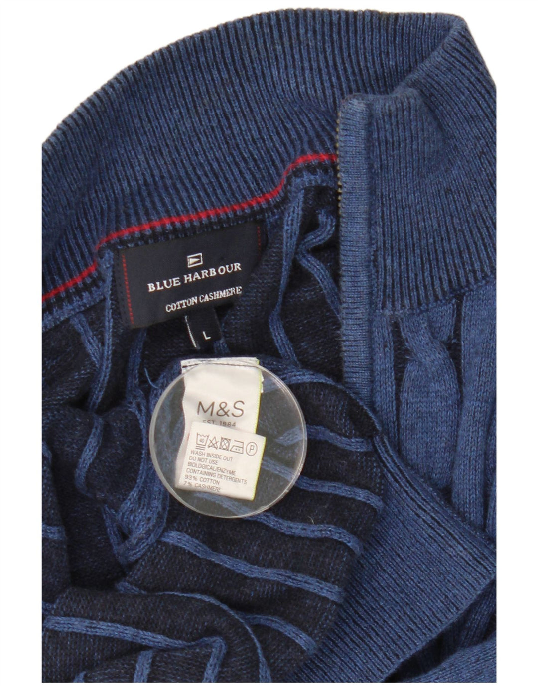Marks & Spencer Pulover Cardigan Blue Harbour pentru bărbați, bumbac albastru mare