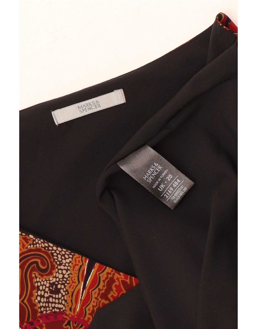 Bluză pentru femei Marks & Spencer, Marea Britanie 20 2XL Poliester negru Paisley