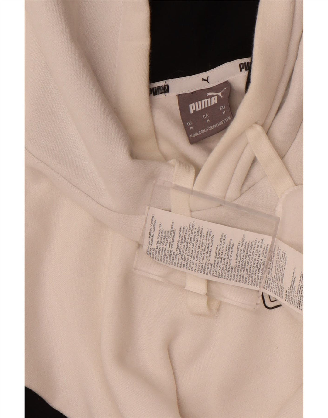 Pulover Puma pentru bărbați, bumbac color bloc alb mediu