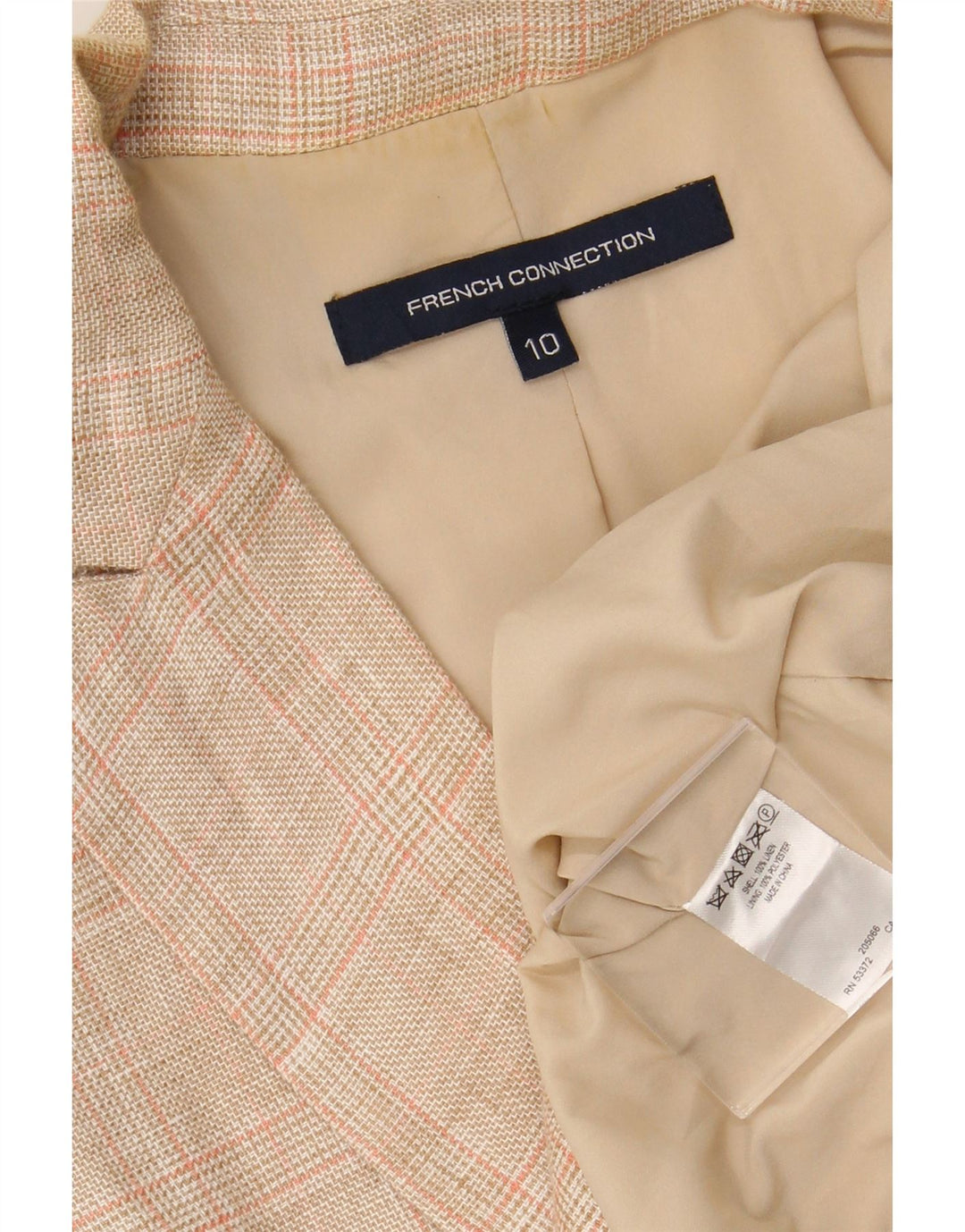 FRENCH CONNECTION Jachetă blazer supradimensionată pentru femei UK 10 Small Beige Check