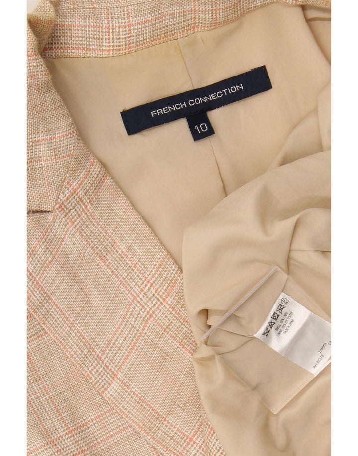 FRENCH CONNECTION Jachetă blazer supradimensionată pentru femei UK 10 Small Beige Check