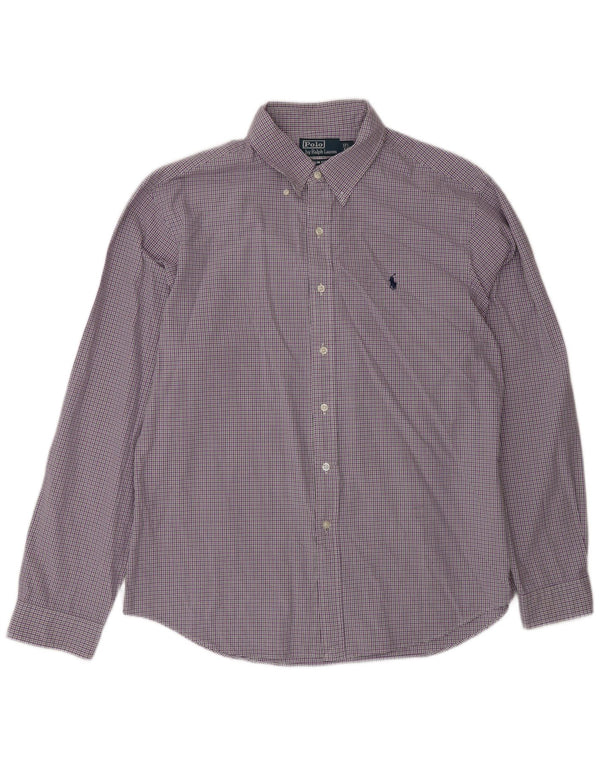 Cămașă Polo Ralph Lauren pentru bărbați, slim fit, mărimea 17 1/2 44 XL, bumbac cu carouri violet