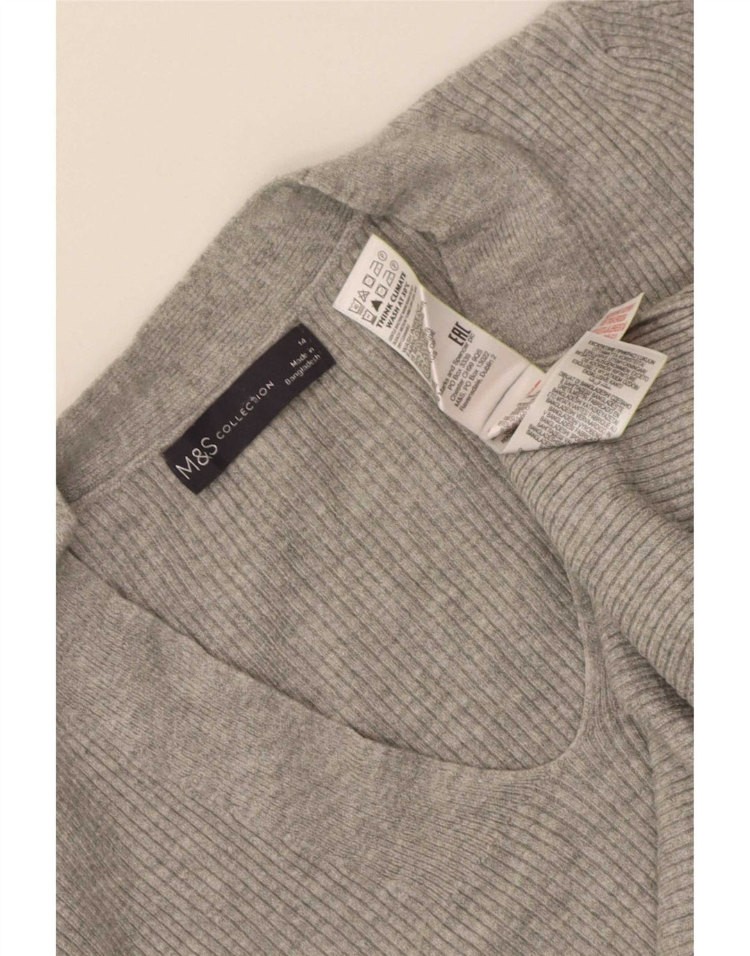 Pulover pentru femei Marks & Spencer cu decolteu în V UK 14 mare, gri, viscoză