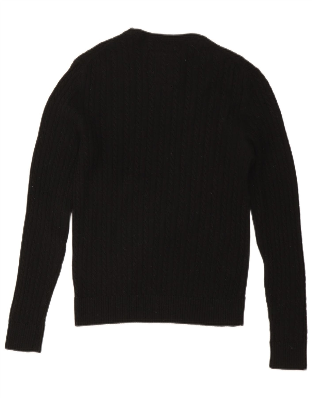 SUPERDRY Pulover cu gât roșu pentru femei UK 12 Lână neagră medie