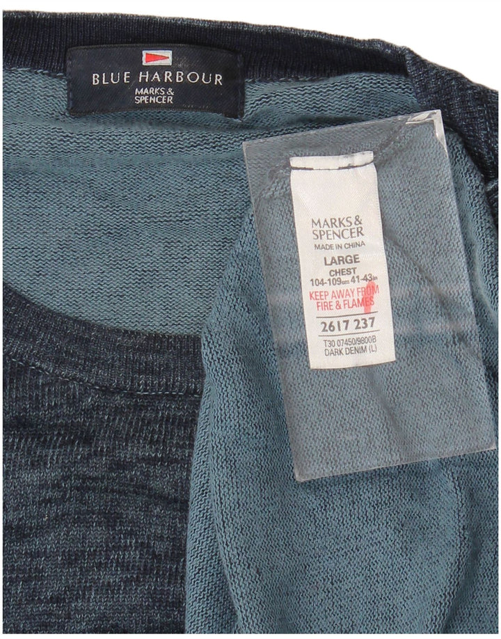 Pulover Marks & Spencer pentru bărbați, Blue Harbour, cu decolteu, mare, bleumarin