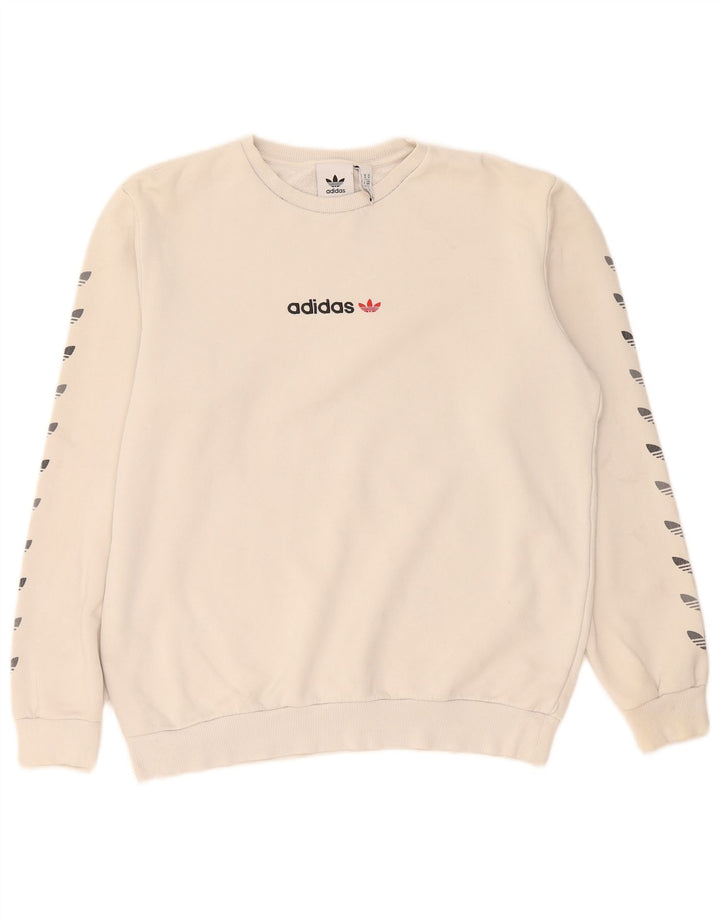 Hanorac grafic pentru bărbați Adidas Jumper mediu, bej, bumbac