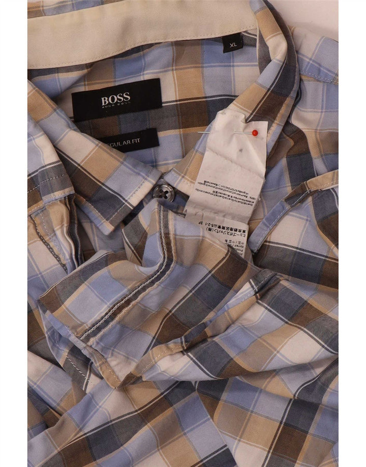 Cămașă pentru bărbați Hugo Boss Regular Fit XL, bumbac cu carouri multicolore