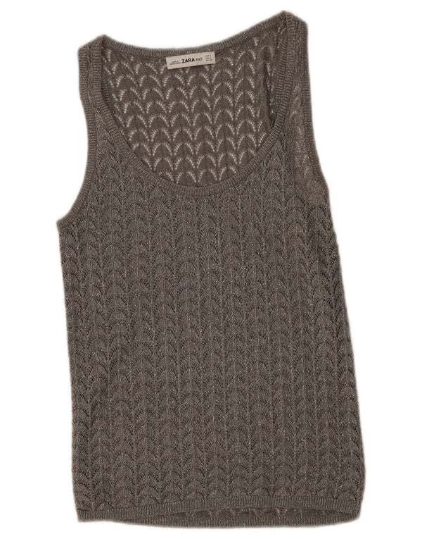 Vestă din croșetat pentru femei Zara UK 8 Small Gri