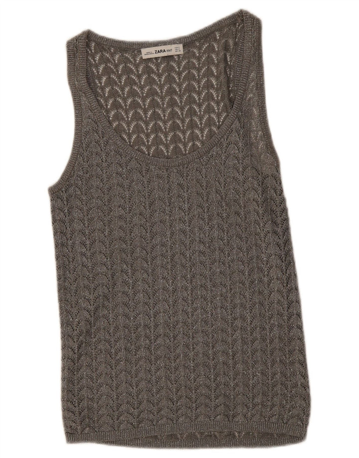 Vestă din croșetat pentru femei Zara UK 8 Small Gri