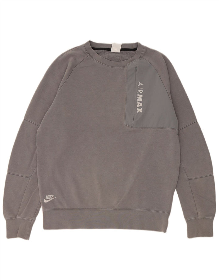 Hanorac grafic pentru bărbați Nike Pulover, bumbac, gri mediu