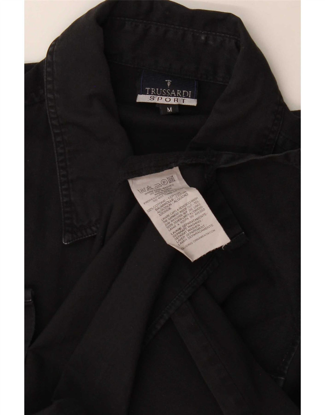 Cămașă Trussardi pentru bărbați din denim, bumbac mediu negru