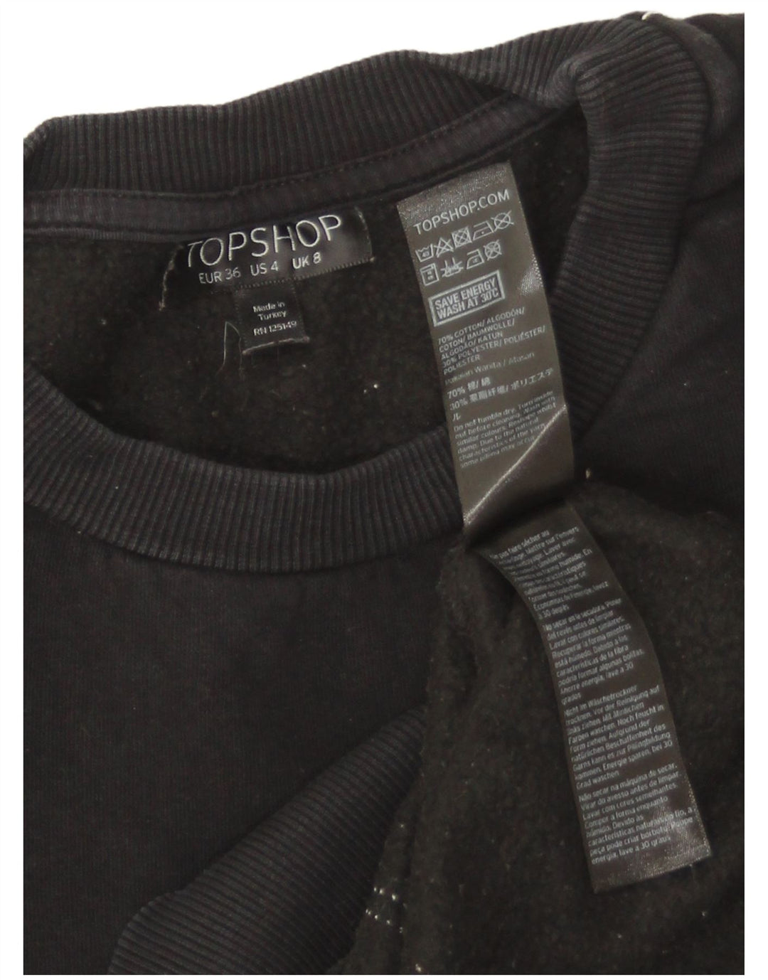 Pulover supradimensionat pentru femei Topshop UK 8 Bumbac negru mic