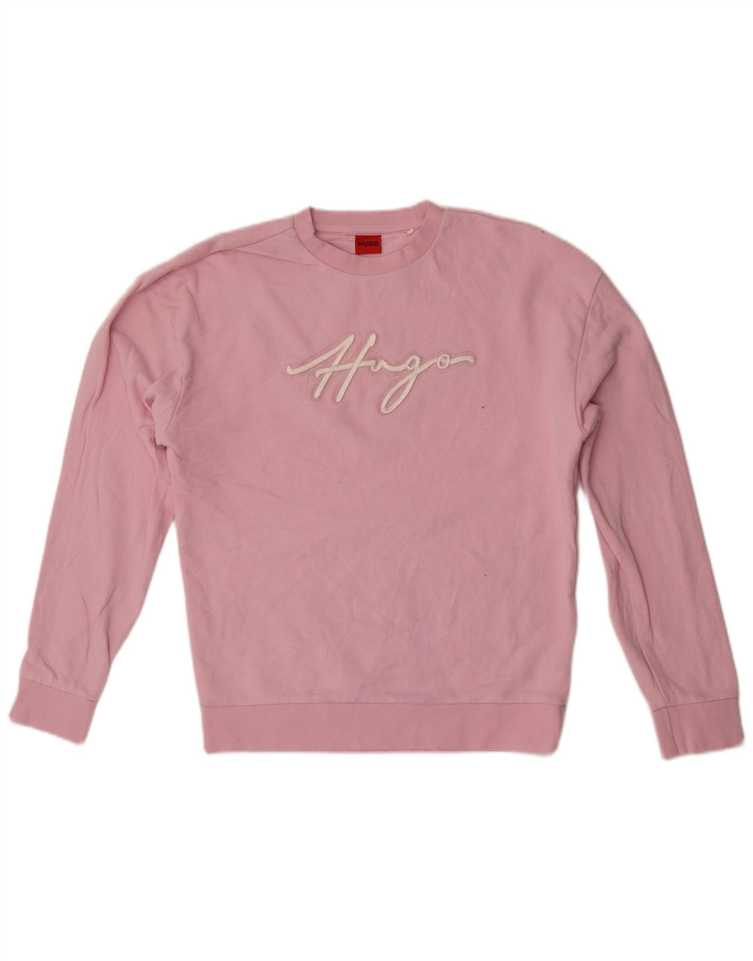 Pulover cu grafic pentru femei Hugo Boss, UK 14, bumbac roz mediu