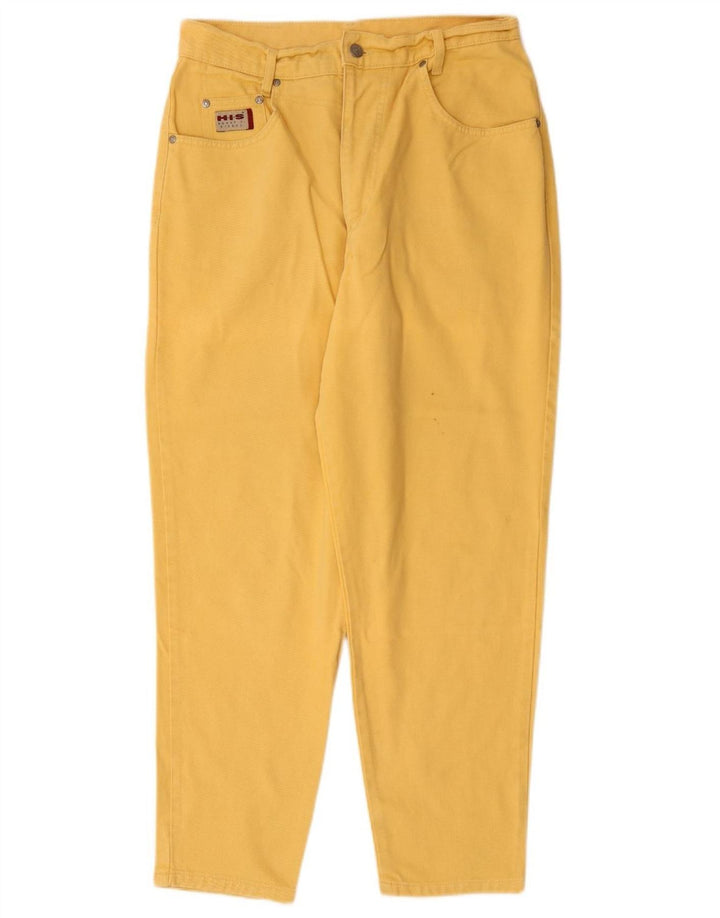 H.I.S Blugi conici pentru femei cu talie înaltă UK 18 XL W32 L28 galben bumbac