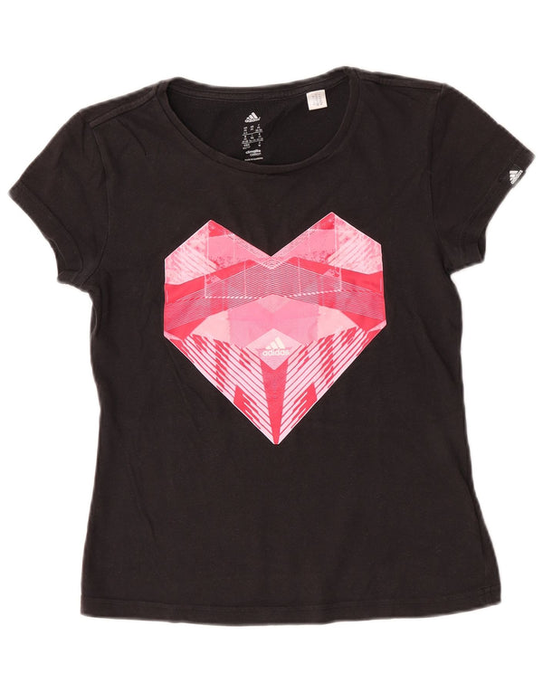 Tricou Adidas Climalite Crop Graphic Top UK 4/6 XS Bumbac negru