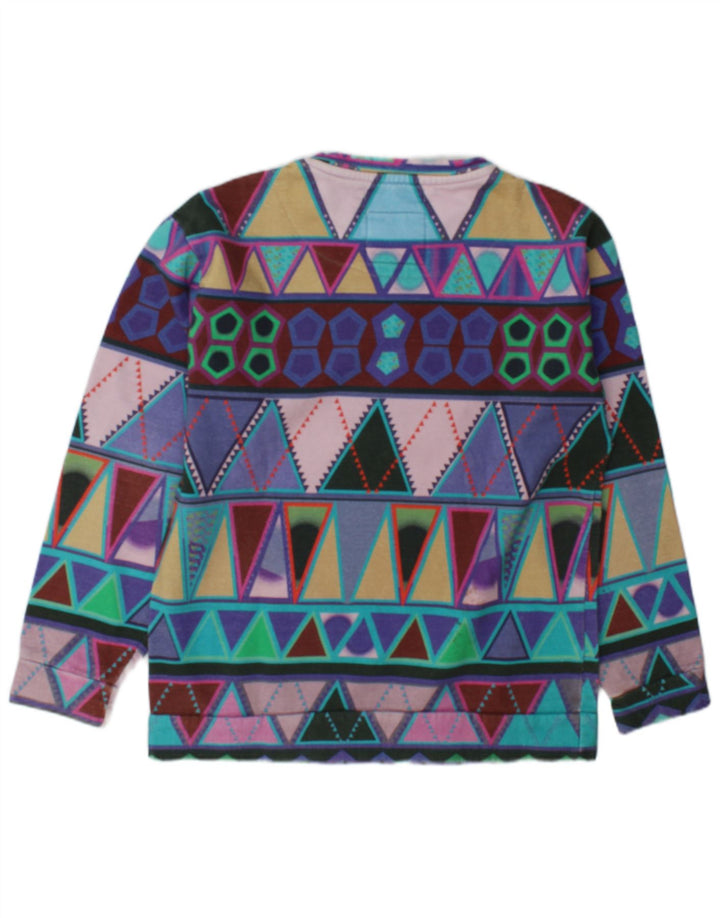 Pulover de hanorac vintage pentru femei UK 14 Medium Multicolor Geometric