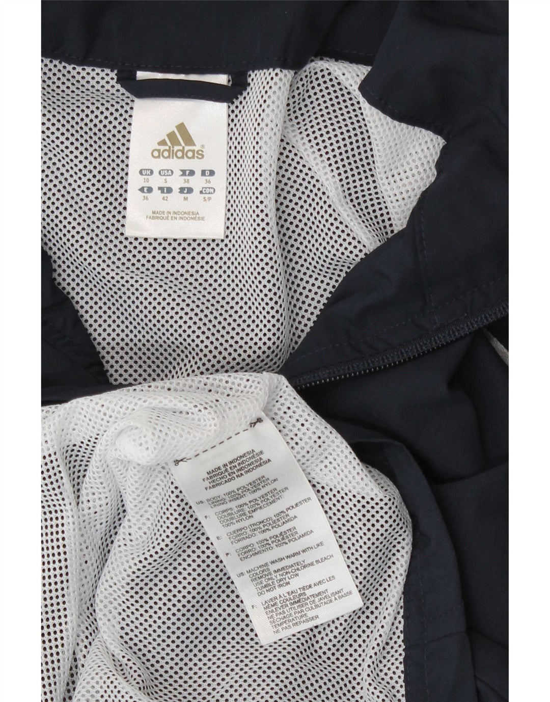 Jachetă de top pentru trening Adidas pentru femei UK 10 Poliester bleumarin mic