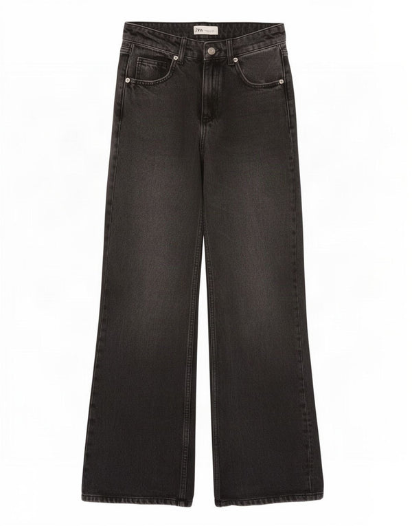 Blugi de damă Zara cu talie înaltă cu picioare largi EU 32 2XS W22 L31 bumbac gri