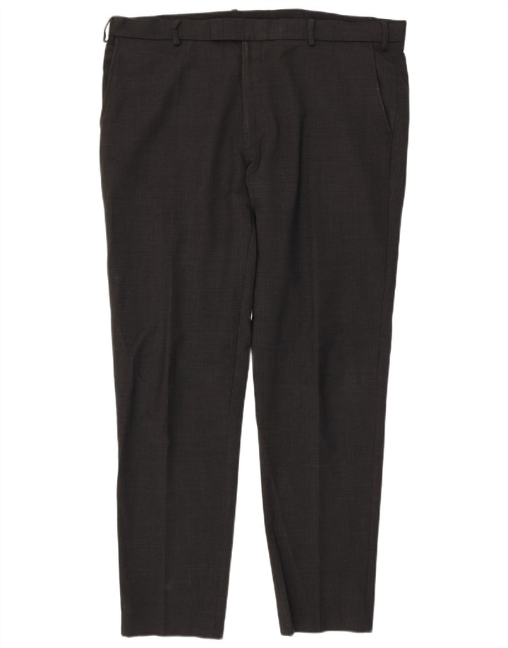 Marks & Spencer Pantaloni de costum slim, croiți, pentru bărbați, L40 L33, lână gri