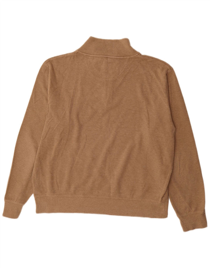 Pulover pentru bărbați Gant, cu fermoar și gât, bumbac maro 3XL