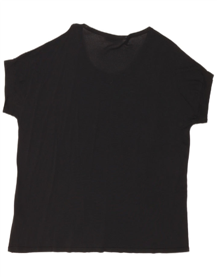 ZARA Womens Oversized T-Shirt Top UK 16 Large Black Viscose