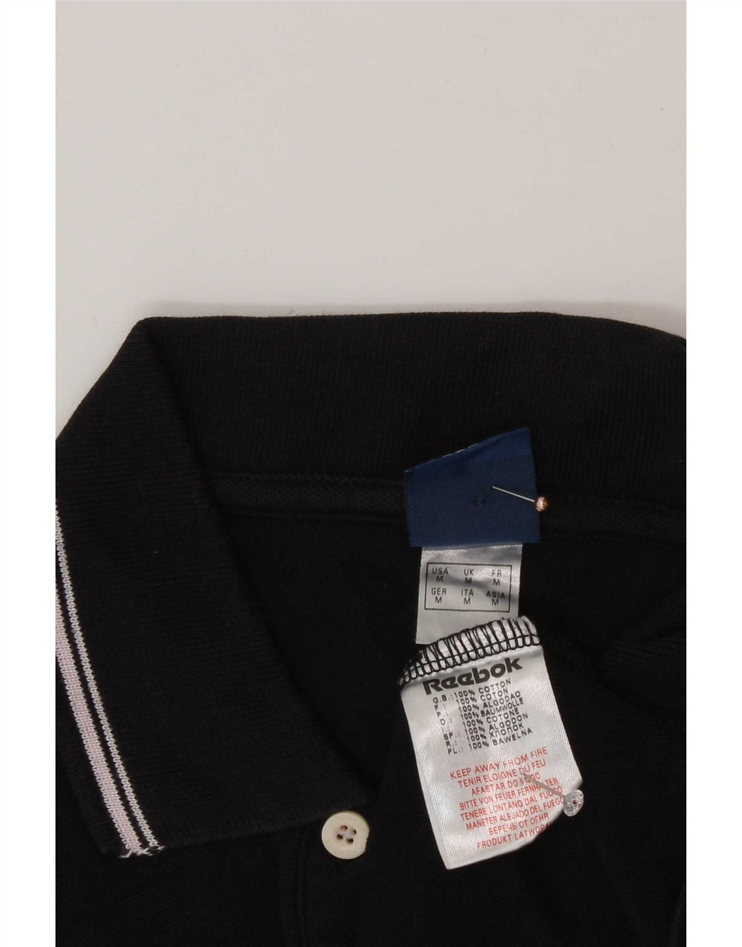 Treu polo Reebok pentru bărbați, bumbac mediu negru