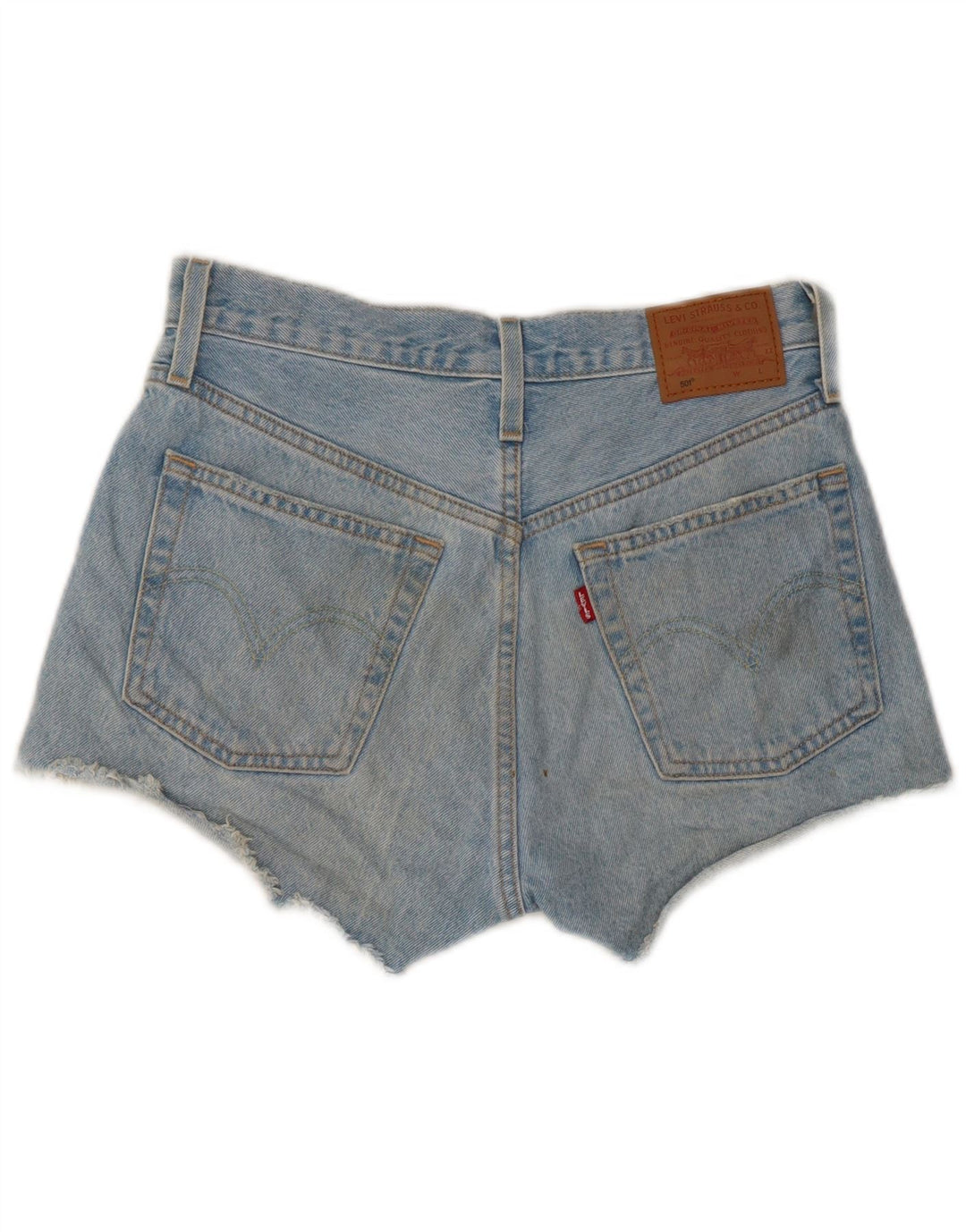 Pantaloni scurți Levi's 501 din denim distressed W26 Small Blue Bumbac