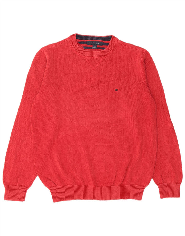 Pulover Tommy Hilfiger pentru bărbați cu gât roșu mare, bumbac