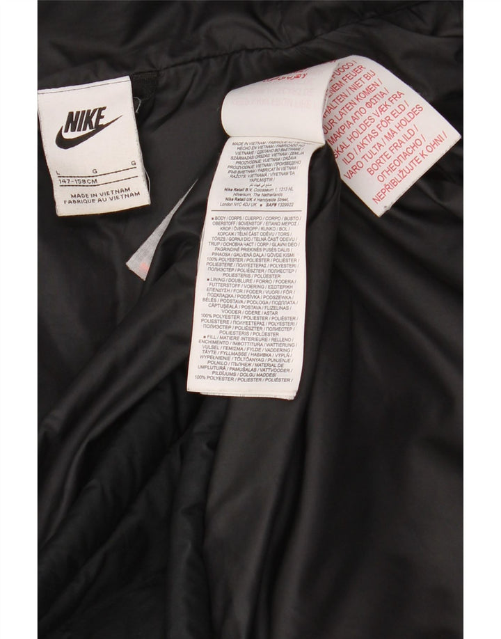 Jachetă căptușită cu glugă Nike pentru băieți 12-13 ani, mare, negru, poliester