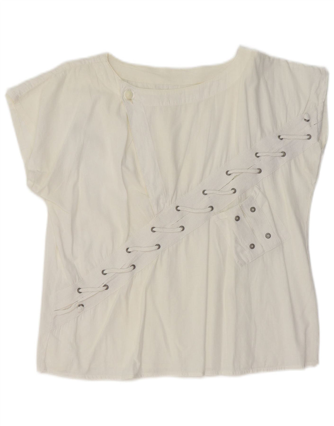 VINTAGE Tricou Crop Top pentru femei UK 14 Medium White