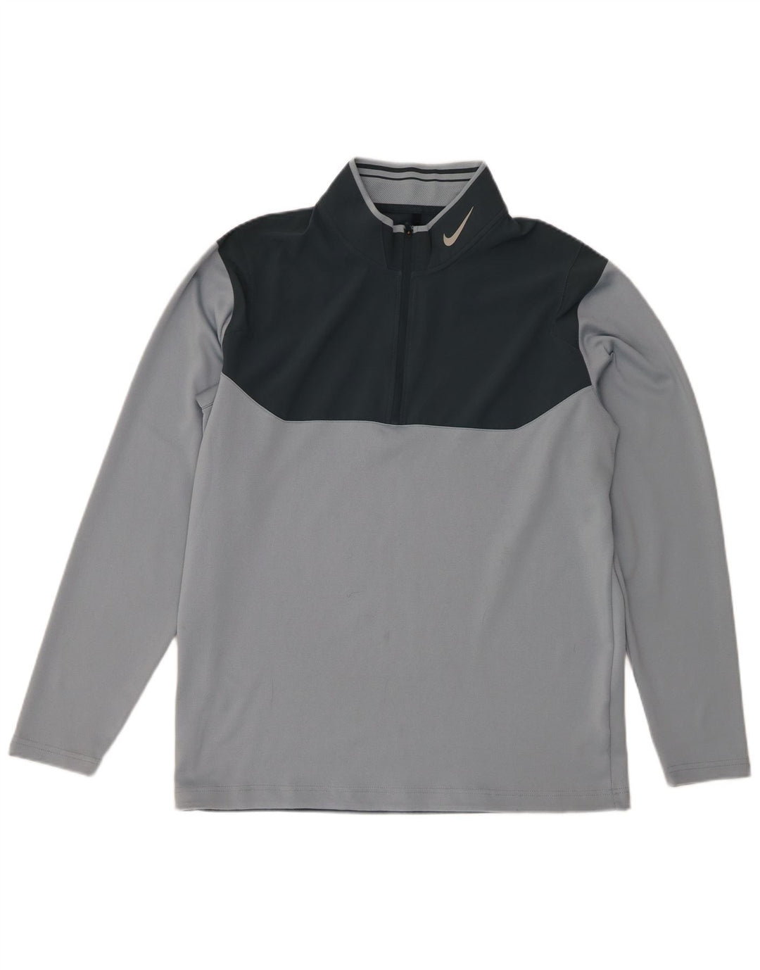 Top pentru bărbați Nike Dri Fit, cu fermoar, cu mânecă lungă, albastru, poliester color bloc