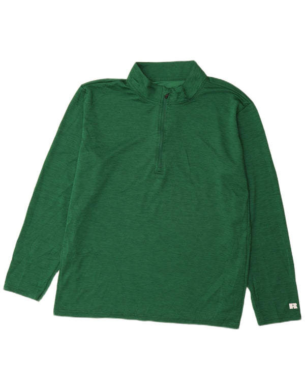 Russell Athletic pentru bărbați, cu fermoar, top cu mânecă lungă, 2XL, verde