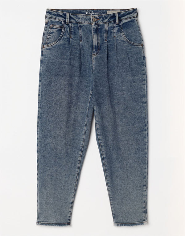 Blugi conici vintage pentru femei Mom cu talie mare UK 12 Medium W30 L27 Albastru